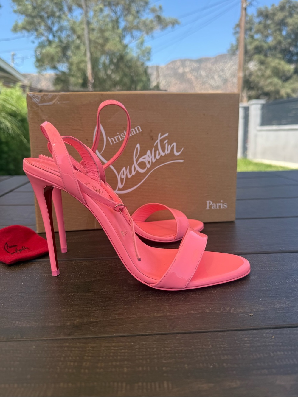 Christian Louboutin Coral Pink Strappy Stiletto Sandals - Picture 3 of 9